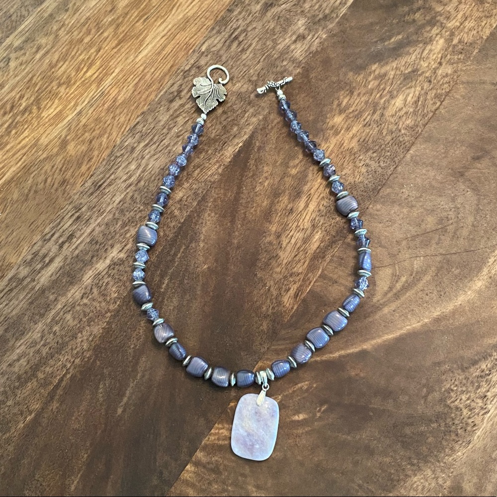 Purple Bead Necklace with Pendant